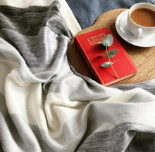 Load image into Gallery viewer, Classic White and Gray Large Alpaca Soft Blanket