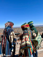 Load image into Gallery viewer, Geometric Azul Alpaca Poncho
