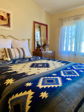 Load image into Gallery viewer, Traditional Blue  Large Reversible Alpaca Blanket
