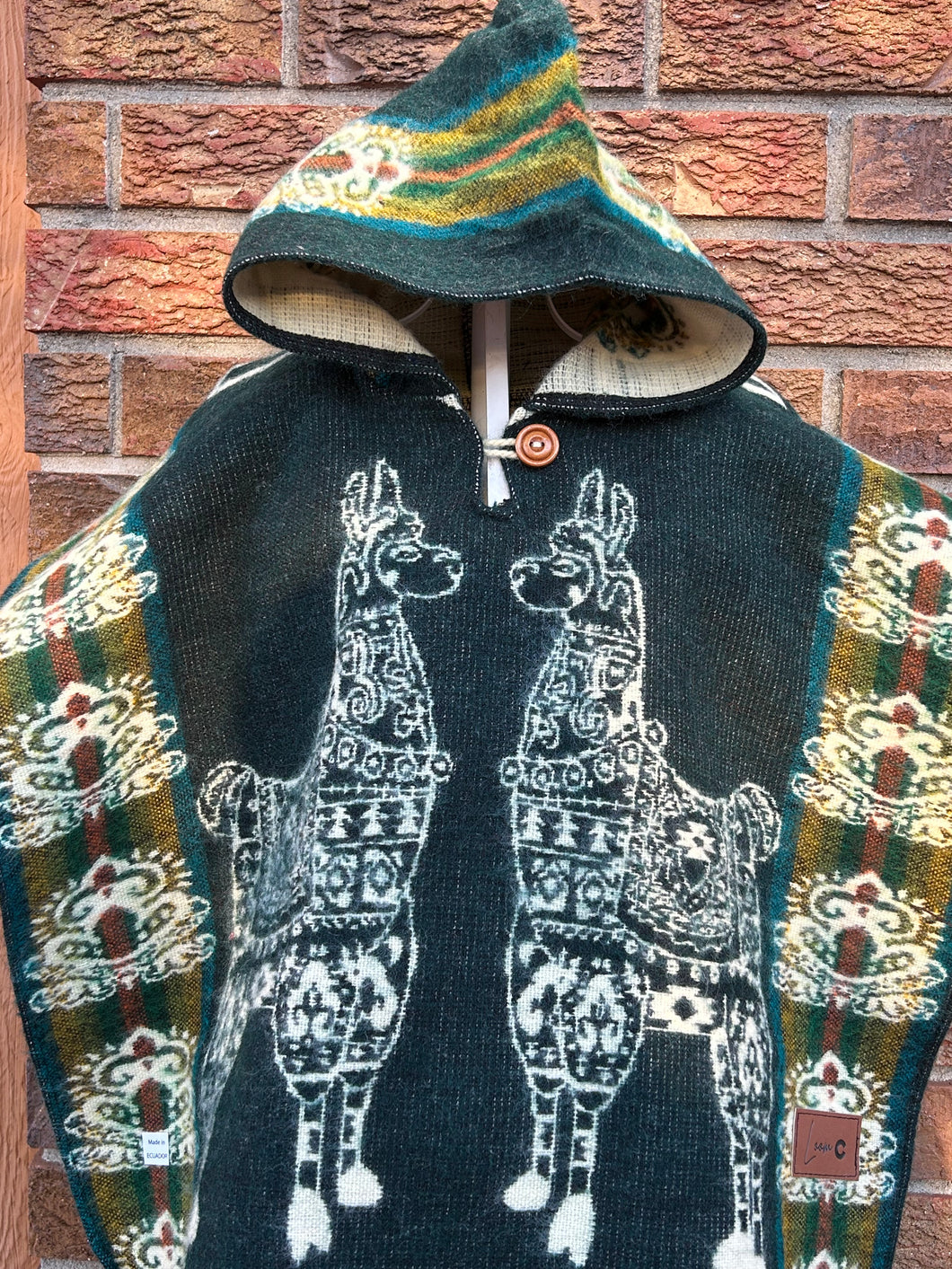 Green Kid Alpaca Poncho