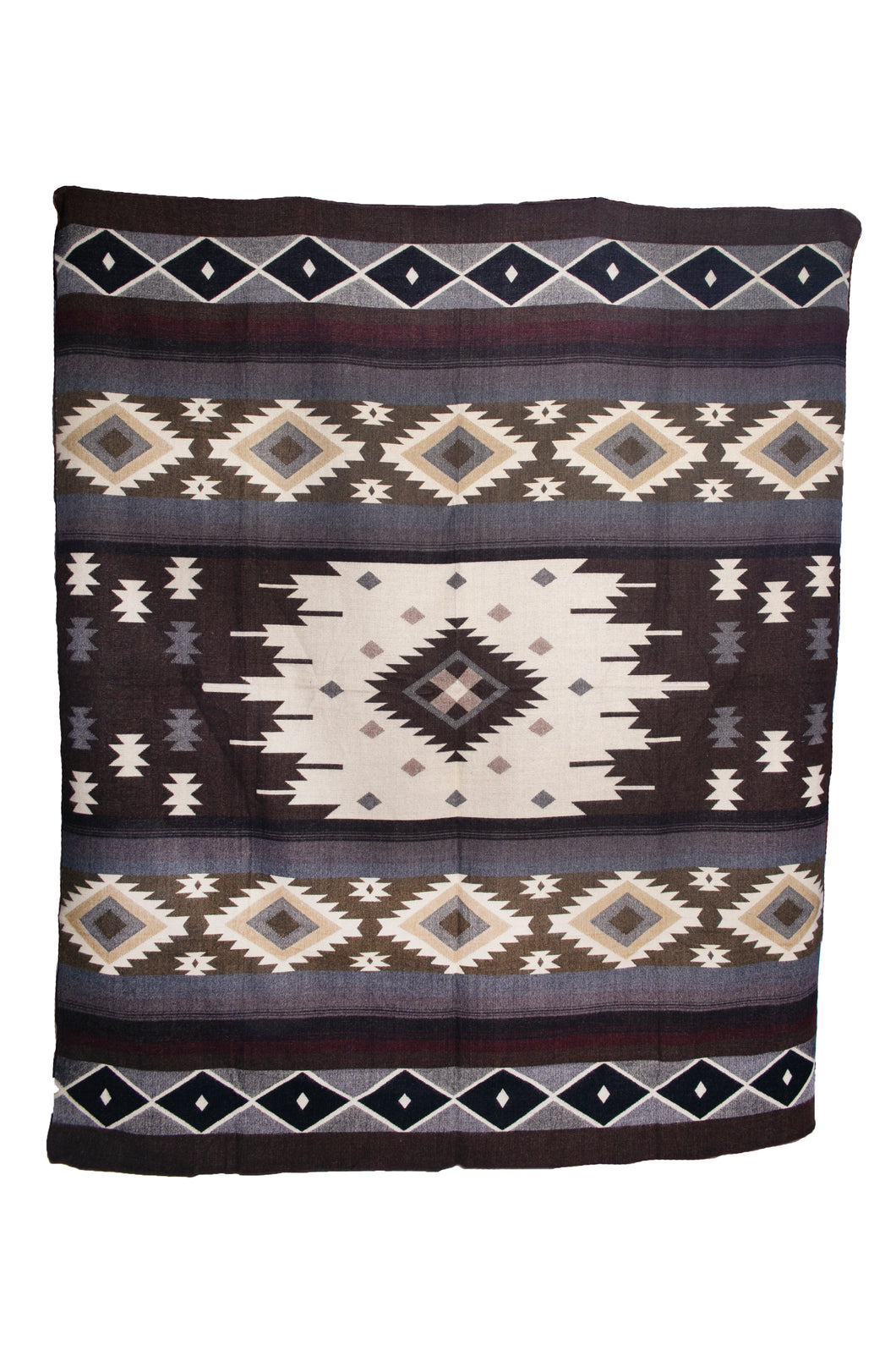 Brown traditional Large Reversible Alpaca Blanket