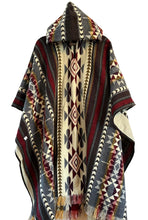 Load image into Gallery viewer, Geometric Brown / Gray Alpaca Poncho

