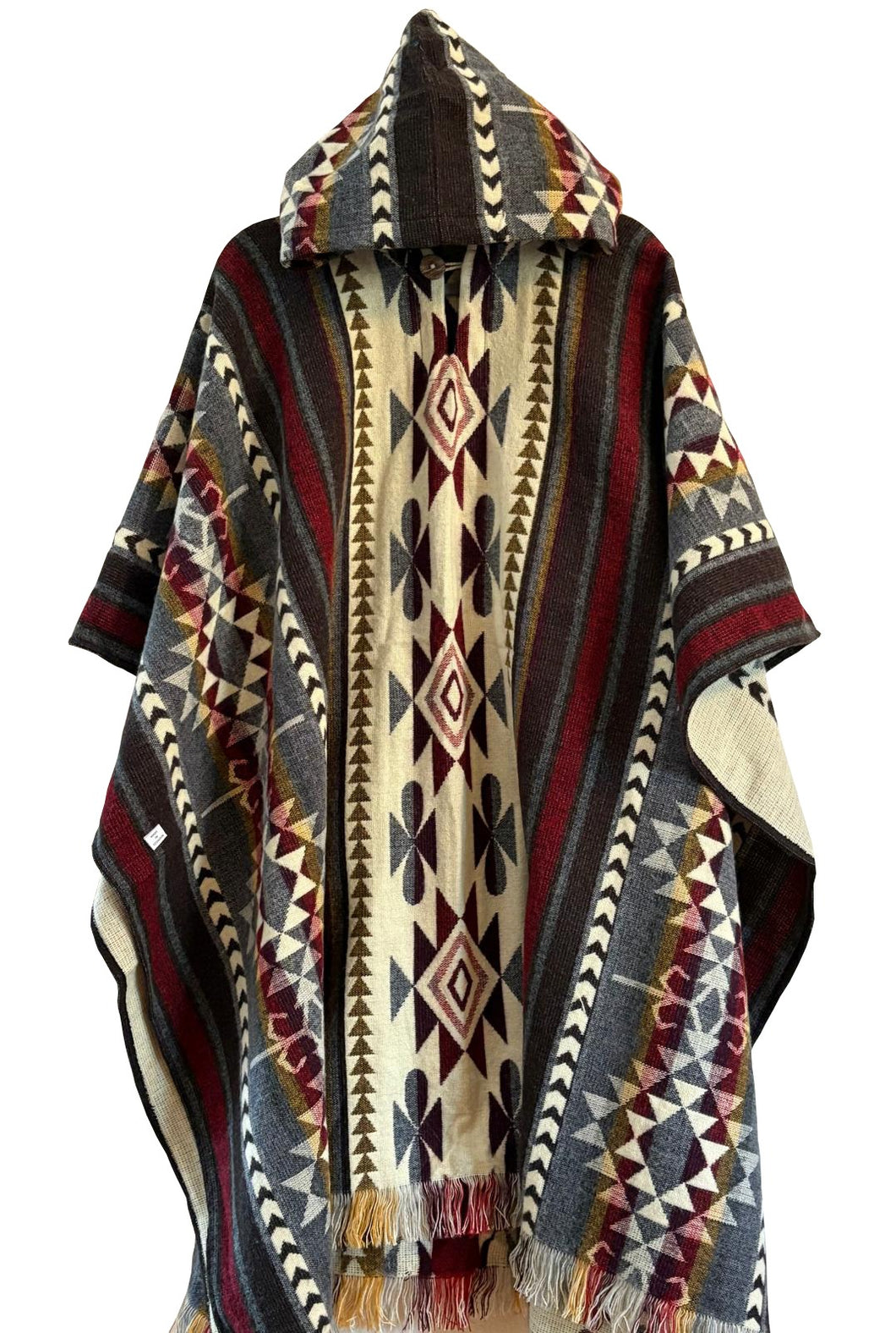 Geometric Brown / Gray Alpaca Poncho
