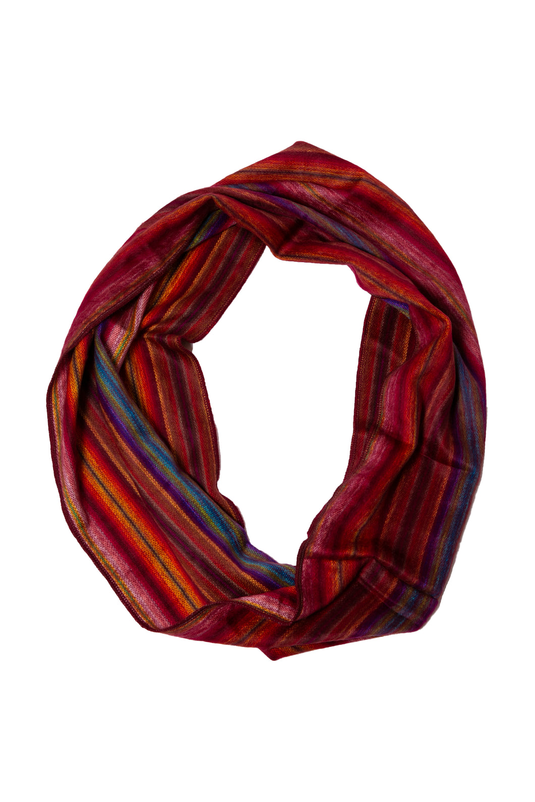Rainbow Dark Red Alpaca Infinity Scarf