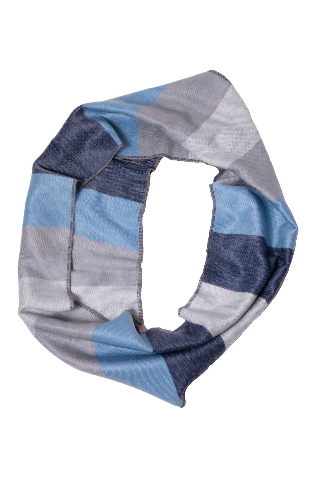 Horizontal Striped Grey Blue Alpaca Infinity Scarf