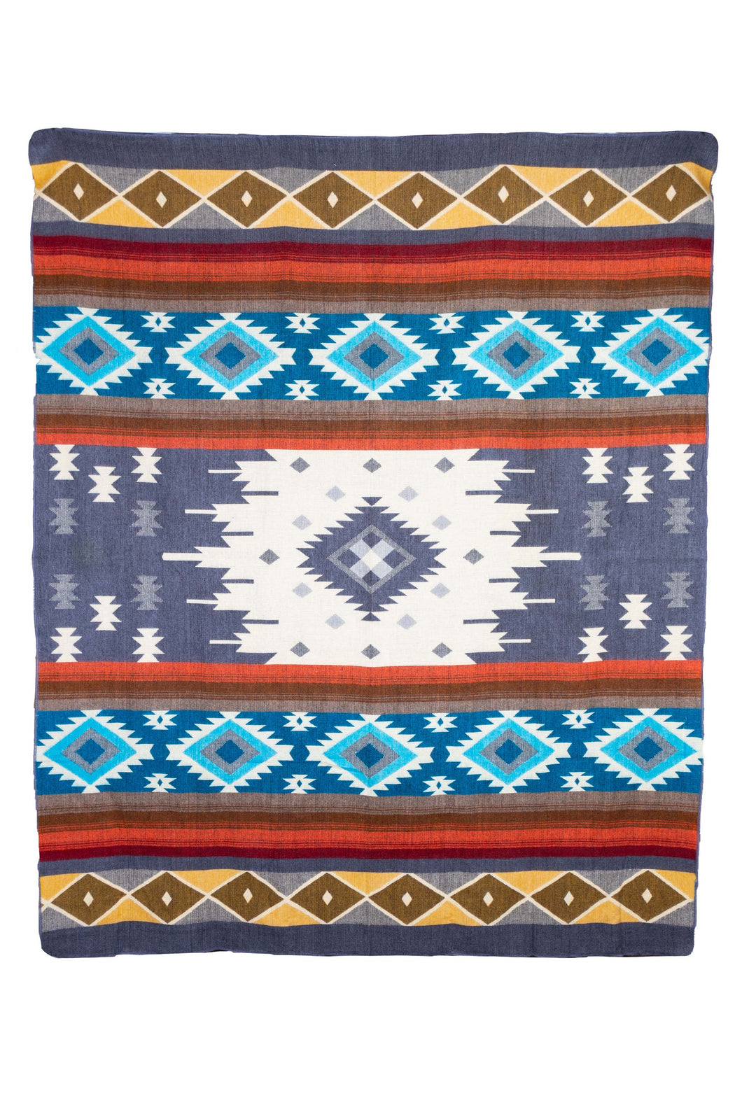 Traditional Turquoise  Large Reversible Alpaca Blanket