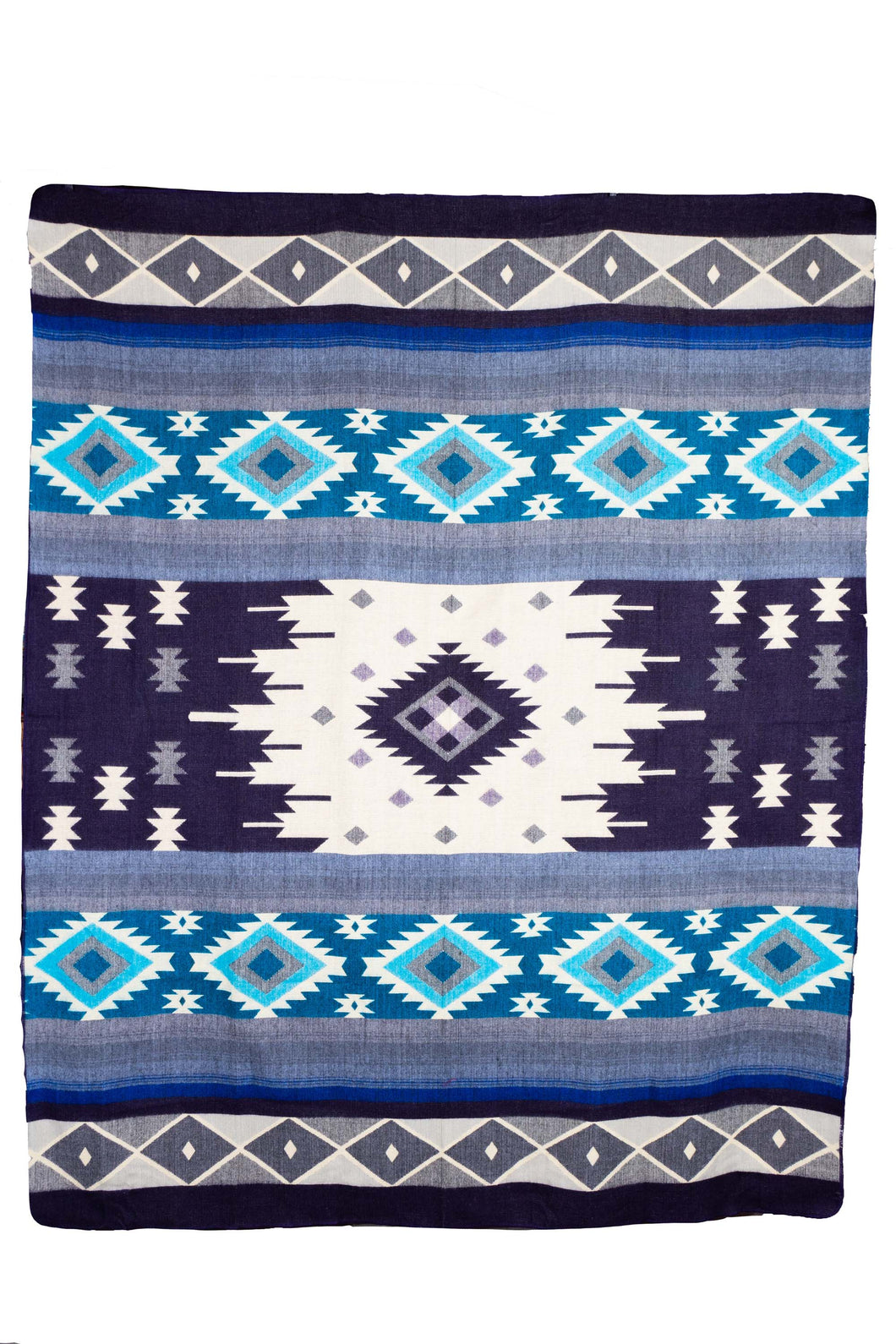 Traditional Blue  Large Reversible Alpaca Blanket