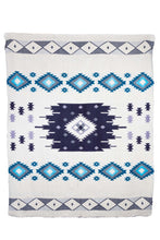 Load image into Gallery viewer, Traditional Blue  Large Reversible Alpaca Blanket
